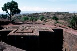 Eglise Bete San Giorgis Lalibela, dans le style d'Axoum à Lalibela ville sainte des chrétiens orthodoxes.Février 1996. Ethiopie. Lalibela est une ville de la région Amhara, dans le nord de l'Éthiopie. Altitude : 2 630 m